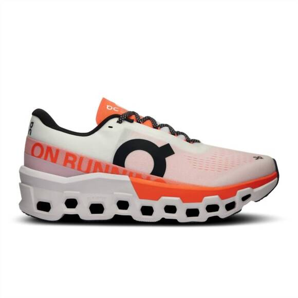 NEW ON RUNNING men\'s cloud monster 2 running shoes in white/flame main image 5